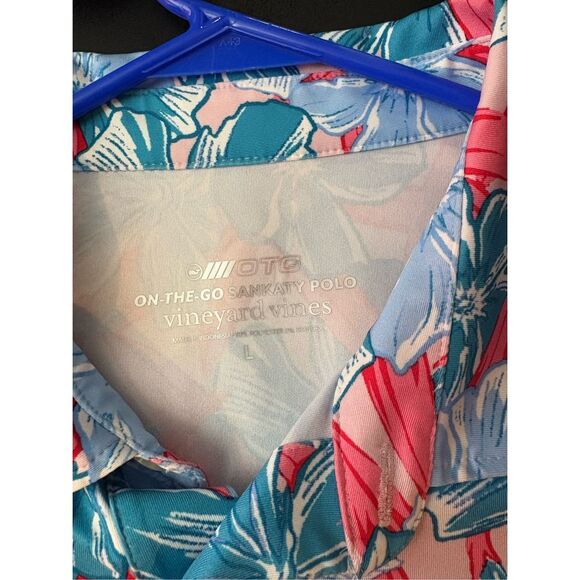 Vineyard Vines On The Go Sankaty Polo Mens Large Performance Floral Hawaiian - Picture 6 of 6